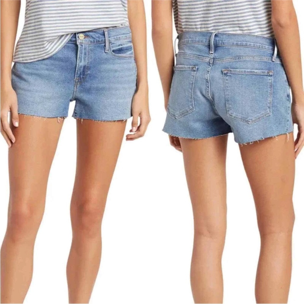 Frame Le Cut Off Bixby Raw Fray Hem Denim Shorts